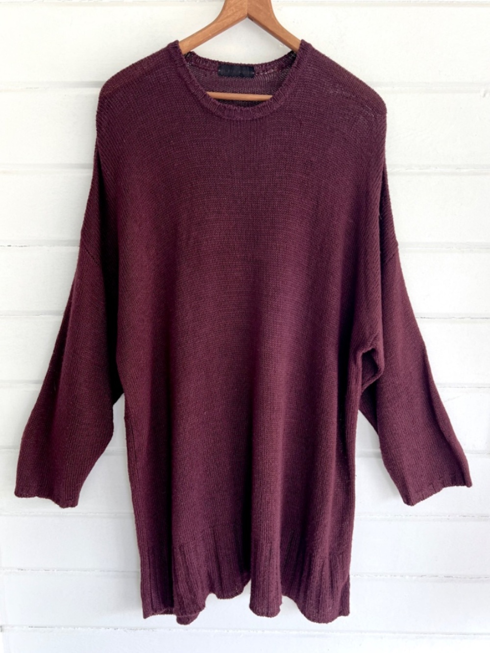 SHIRIN GUILD Oversized 100% Bamboo Sweater Tunic in Deep Wine - O/S